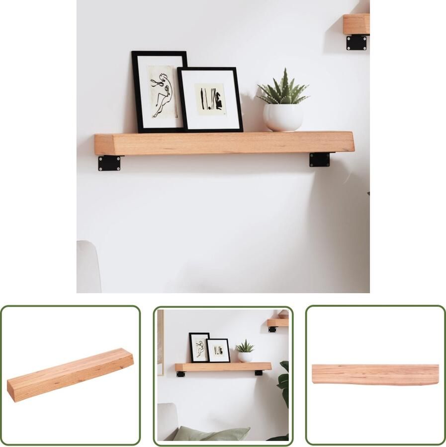 VidaXL Houtschapen Wandplanken Wandschap 60x10x6 cm behandeld massief eikenhout lichtbruin Eikenhouten Wanddecoratie Vintage Woonaccessoires Rustic Interieurstijl