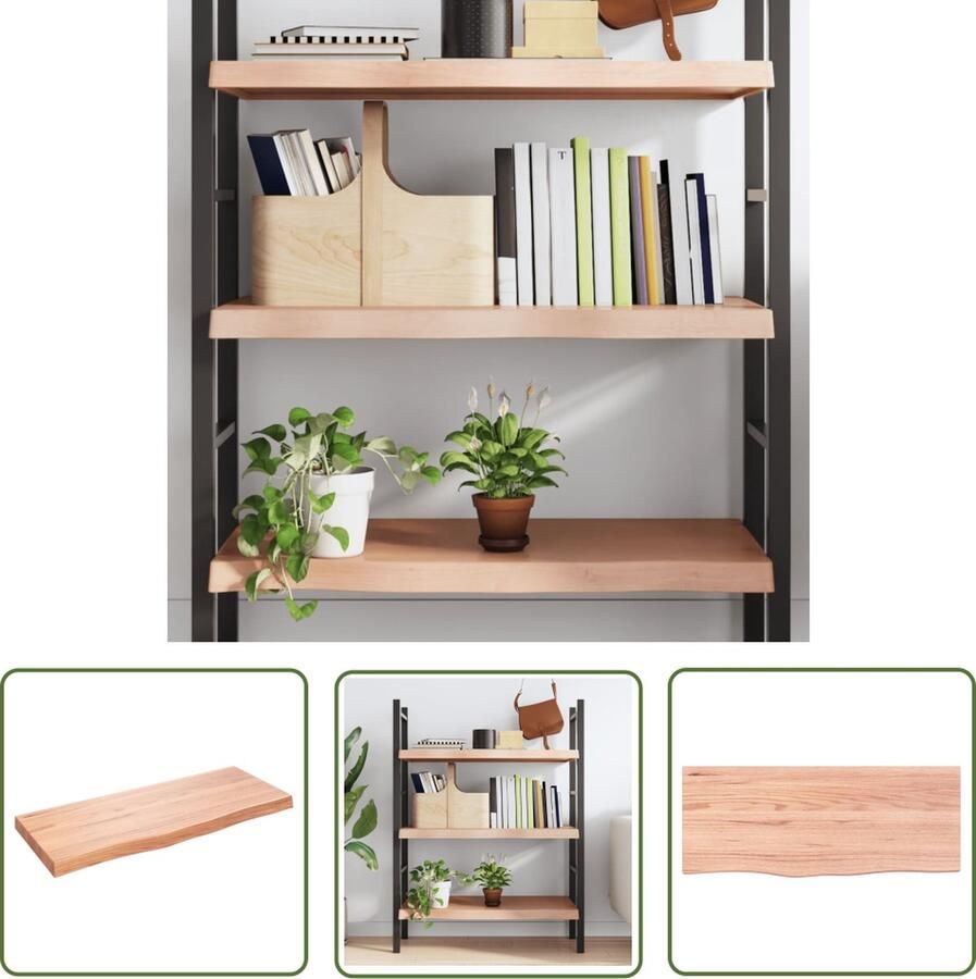 VidaXL Houtschilderij Wanddecoratie Wandschap 100x40x(2-6)cm behandeld massief eikenhout lichtbruin Eikenhouten Plank Vintage Wandrek Industriële Wandopstelling