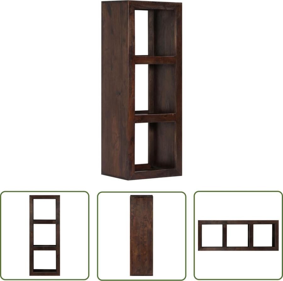 The Living Store Wandkast 40x30x110 cm massief acaciahout Consoletafel Vintage Kast Salontafel Opbergkast Acacia Hout