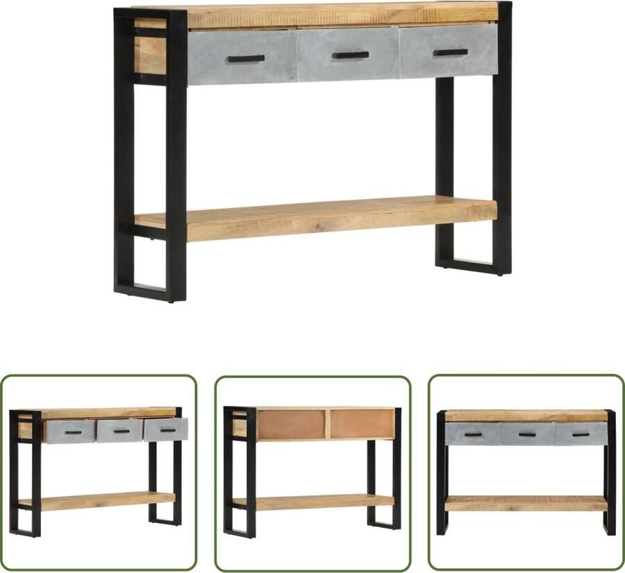 The Living Store Houten Wandtafel Gangtafel 110 x 30 x 76 cm Massief Mangohout Wandtafel Houtsoort Mango Wood Bijzettafel Vintage