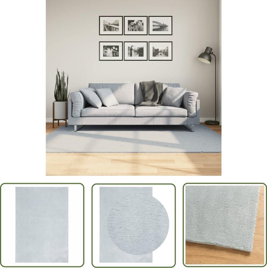 The Living Store HUARTE Vloerkleed 140 x 200 cm Blauw Polyester 18 mm poolhoogte Vloerkleed Huarte Blauwe Vloerkleed Polyester Vloerkleed Zacht Vloerkleed