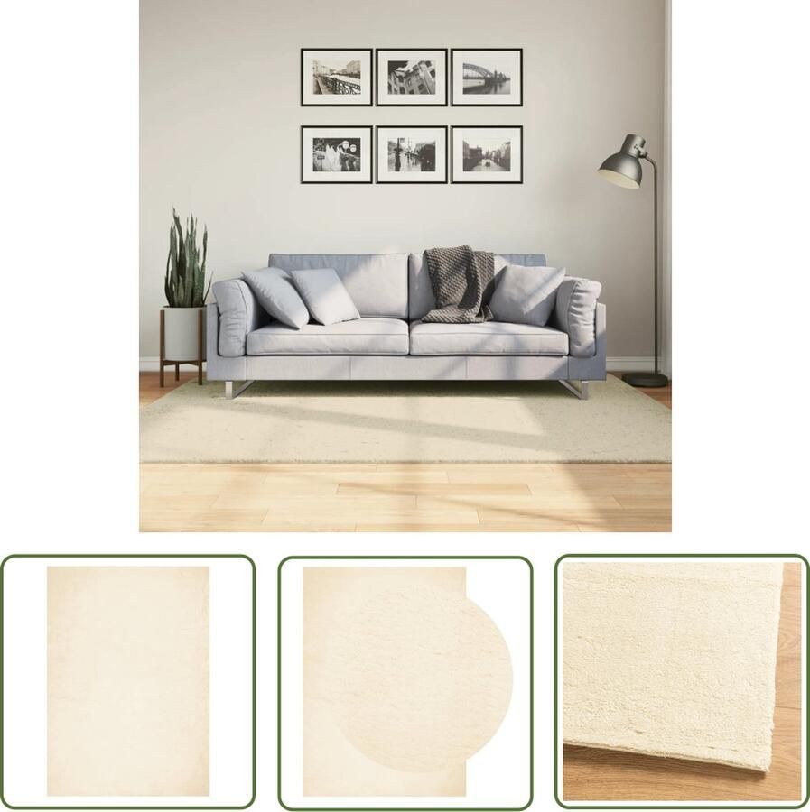 The Living Store HUARTE Vloerkleed 140 x 200 cm Crème 100% polyester 18mm poolhoogte Vloerkleed Huarte Creme Kleur Polyester Zacht Vloerkleed