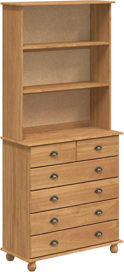 VidaXL Hutch 'ASKIM'Honingbruin 91x40x199.5 cm Massief Hout Hutch 'ASKIM'91x30x104 cm Massief Hout Ladekast 'ASKIM'91x40x95.5 cm Massief Hout