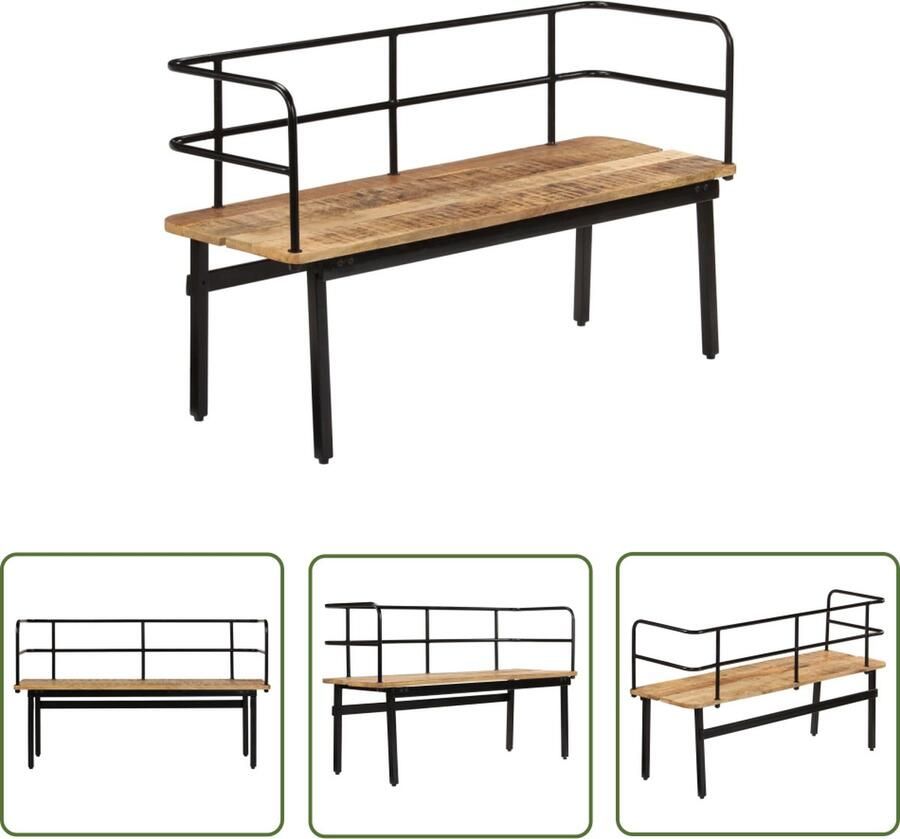The Living Store Bank Massief Mangohout 120x40x70 cm IndustriÃle Stijl Mango Houten Bank Industrieel Bank Salontafel Entree Bank Vintage Bank - Foto 2