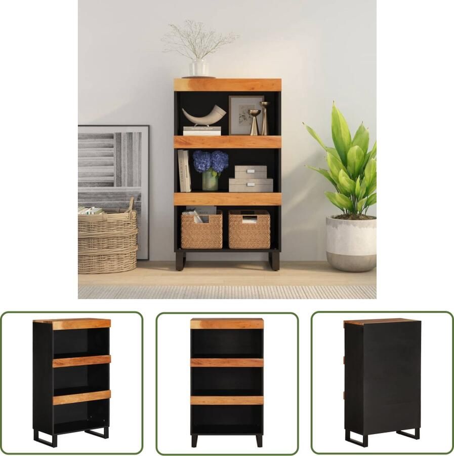 The Living Store IndustriÃle Bijzetkast 60 x 33 x 107 cm Massief Acaciahout en IJzer Bijzetkast Industrieel Acacia Hout Houten Kast Nachtlampje - Foto 2