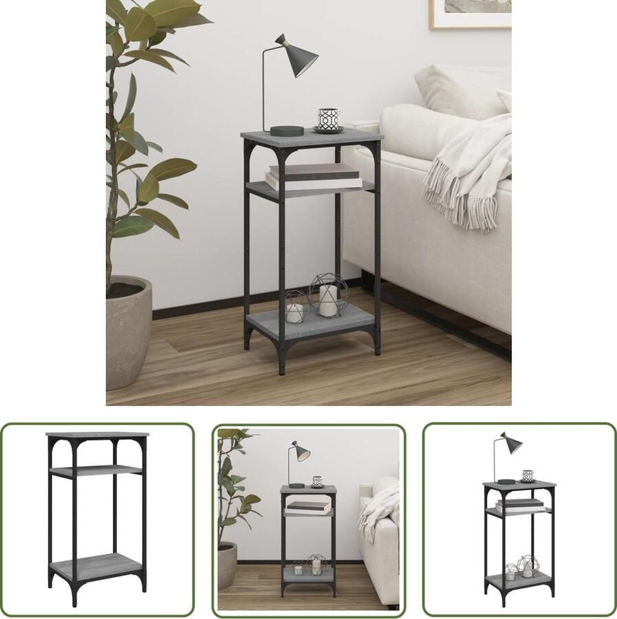 The Living Store Bijzettafel 40x30x75 cm bewerkt hout grijs sonoma eikenkleurig Bijzettafel Industrieel Houten Bijzettafel Grijze Bijzettafel Salontafel - Foto 2