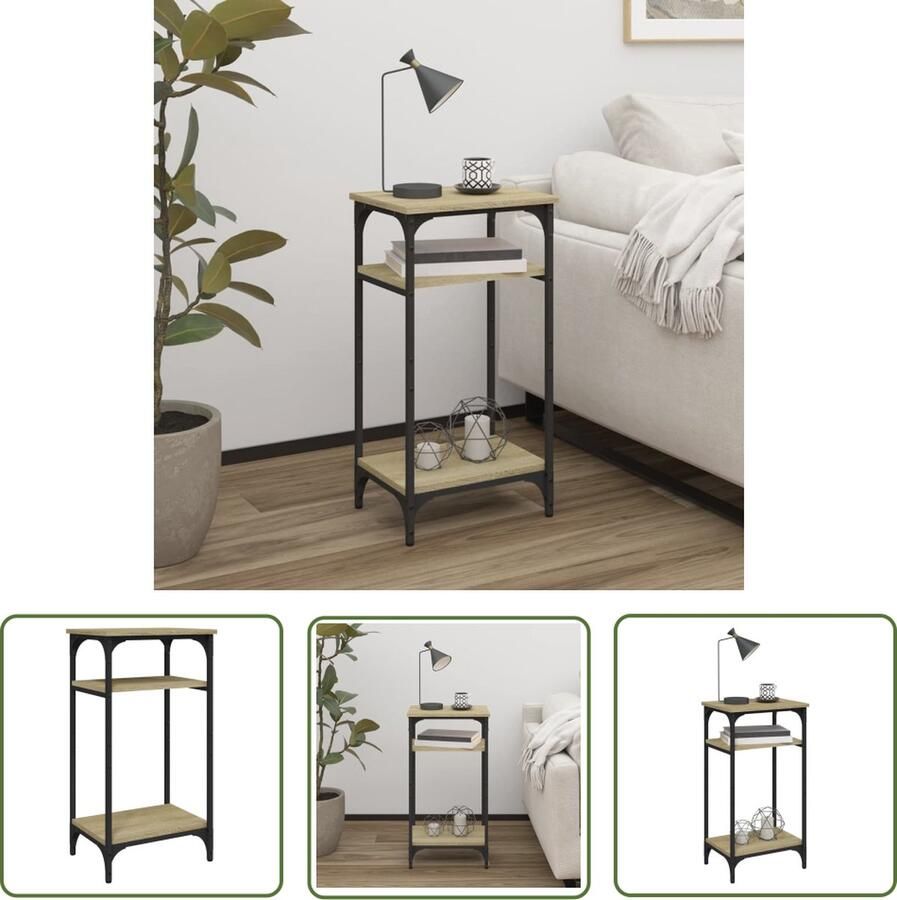 The Living Store Bijzettafel Sonoma Eiken 40 x 30 x 75 cm IndustriÃle stijl Bijzettafel Industrieel Houten Bijzettafel Salontafel Sidetable - Foto 2