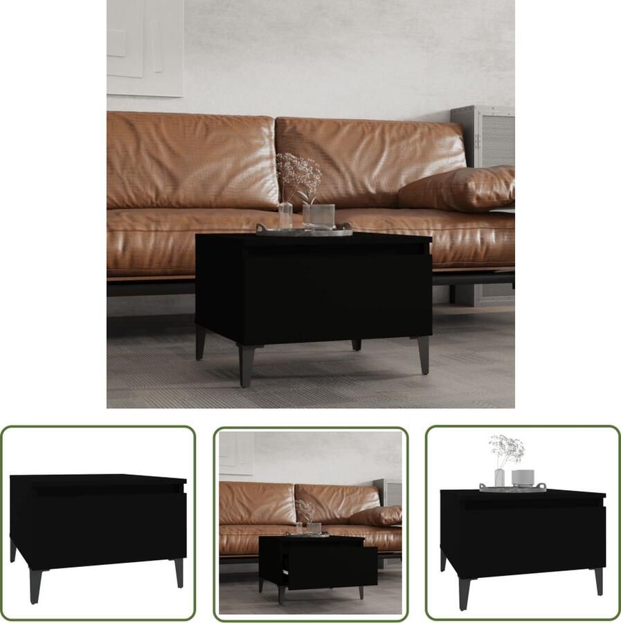 The Living Store Bijzettafel IndustriÃle Stijl 50x46x35 cm Zwart Bijzettafel Industrieel Houten Bijzet Tafeltje Salontafel Industriële Meubels - Foto 2