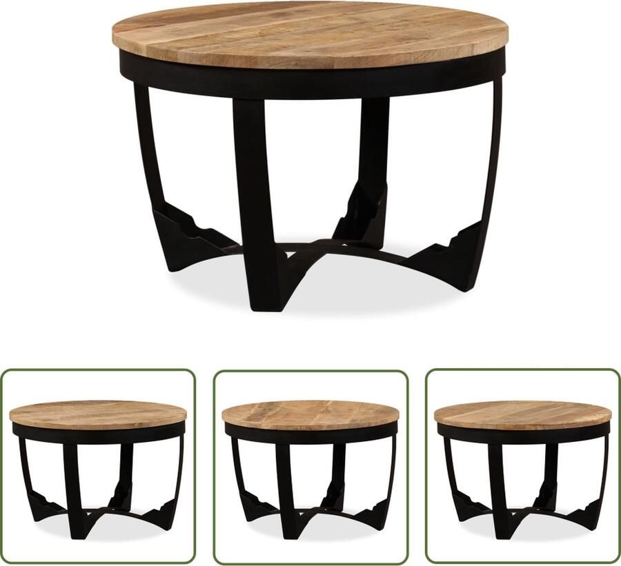 The Living Store Bijzettafel IndustriÃle Stijl 60 x 40 cm Handgemaakt van Ruw Mangohout Bijzettafel Industrieel Salontafel Mangohout Bruine Meubels