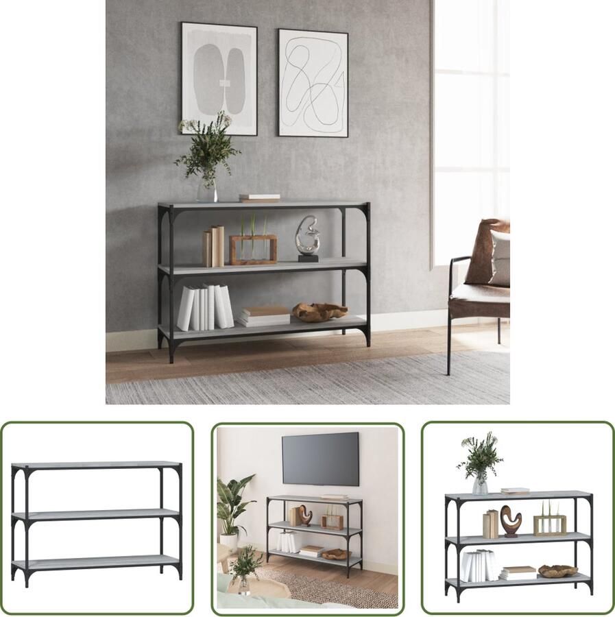 The Living Store Boekenkast Industrieel Grijs Sonoma Eiken 100 x 33 x 70.5 cm Duurzaam hout en staal Boekenkast Industrieel Houten Boekenkast Grijze Boekenkast Tv Meubel - Foto 2