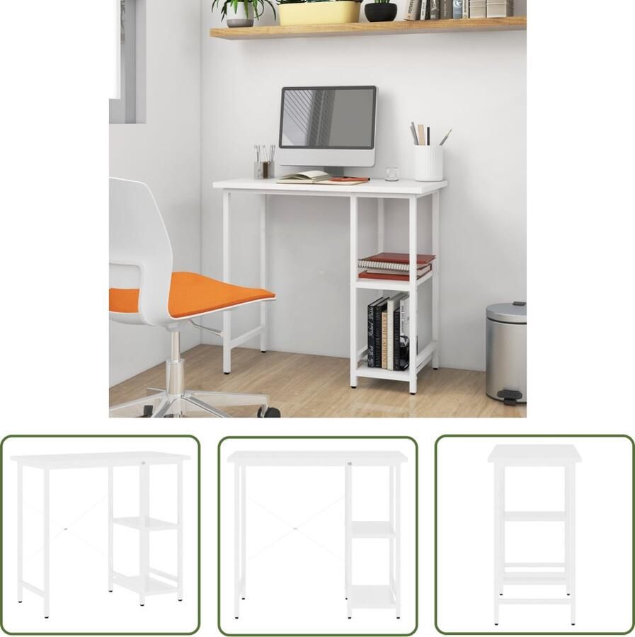 The Living Store Computerbureau Industrieel 80 x 40 x 72 cm Wit Computerbureau Industrieel Bureau Bureaus Witte Bureau Mdf Bureau
