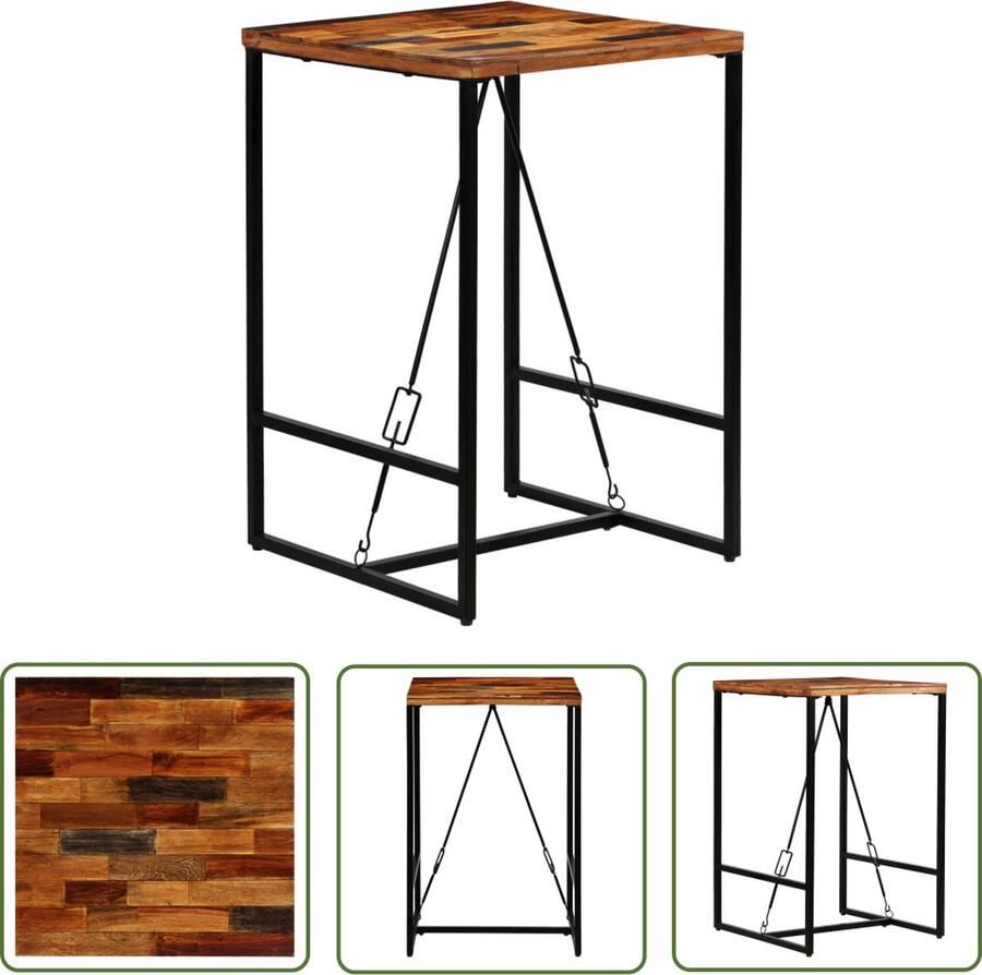 The Living Store Bartafel Hout 70x70x106 cm IndustriÃle uitstraling Bartafel Industrieel Design Houten Bartafel Houten Meubilair Vintage Tafel - Foto 2