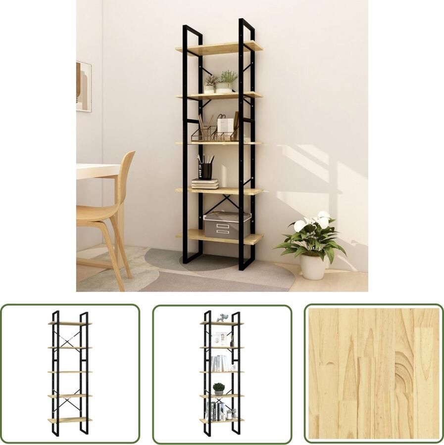 The Living Store Boekenkast Industrieel 60 x 30 x 105 cm Grenenhout en metaal Boekenkast Industrieel Design Grenenhout Metalen Frame Vintage - Foto 2