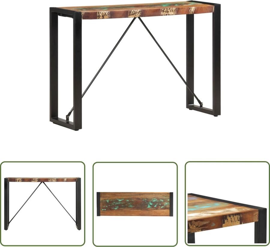 The Living Store Consoletafel Massief gerecycled hout 110 x 35 x 76 cm Consoletafel Industrieel Design Houten Salontafel Herbruikbare Materialen Vintage Stijl - Foto 2