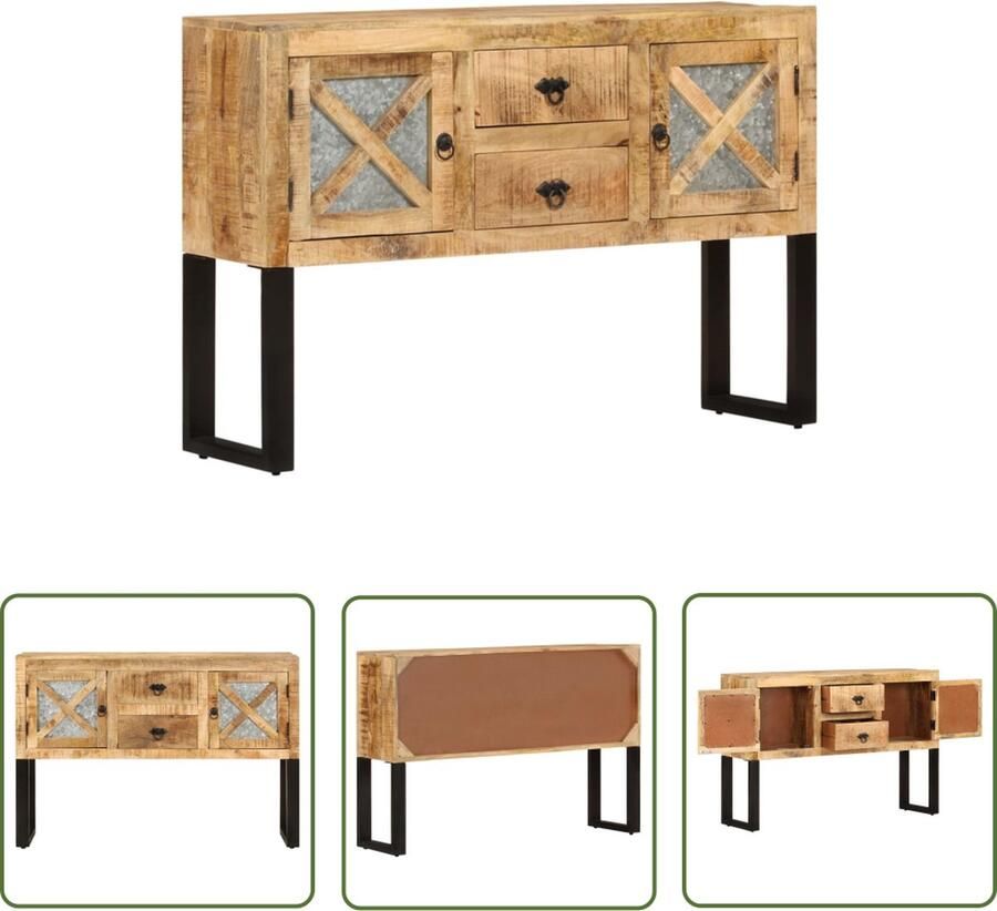 VidaXL Industrieel Design Dressoir 110x30x74 cm ruw mangohout Houten Dressoir Mangohouten Dressoir Vintage Dressoir