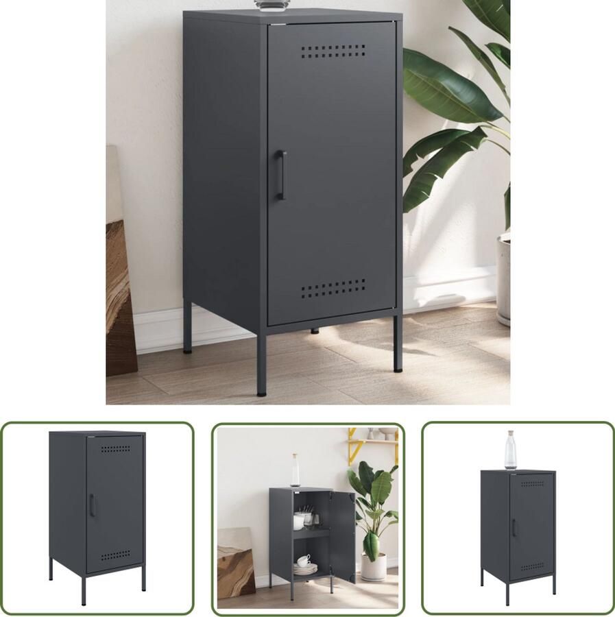VidaXL Dressoir 36x39x79 cm staal antracietkleurig Dressoir Industrieel Design Antraciet Kleur Staaldraad Opbergmeubilair - Foto 2