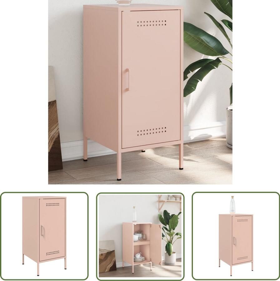 The Living Store Dressoir 36x39x79 cm staal roze Industriele Dressoir Roestvrijstalen Dressoir Vintage Dressoir Salontafel Tv Tafel