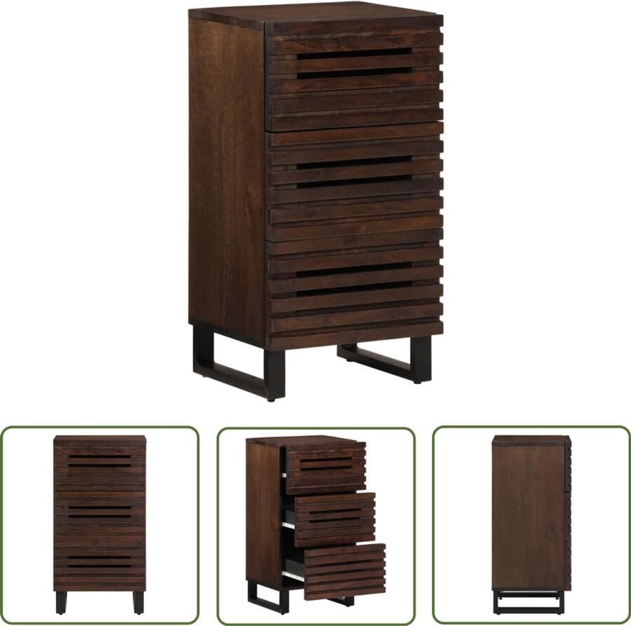 The Living Store Dressoir 40x34x75 cm massief mangohout bruin Dressoir Industrieel Design Mangohout Vintage Salontafel