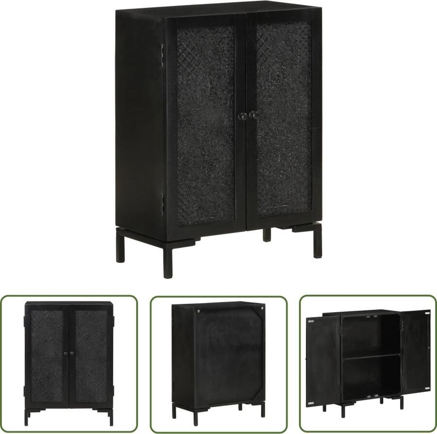 VidaXL Dressoir 55x30x77 cm massief mangohout en ijzer zwart Dressoir Industrieel Design Houten Dressoir Mango Wood Furniture Vintage Dressoir