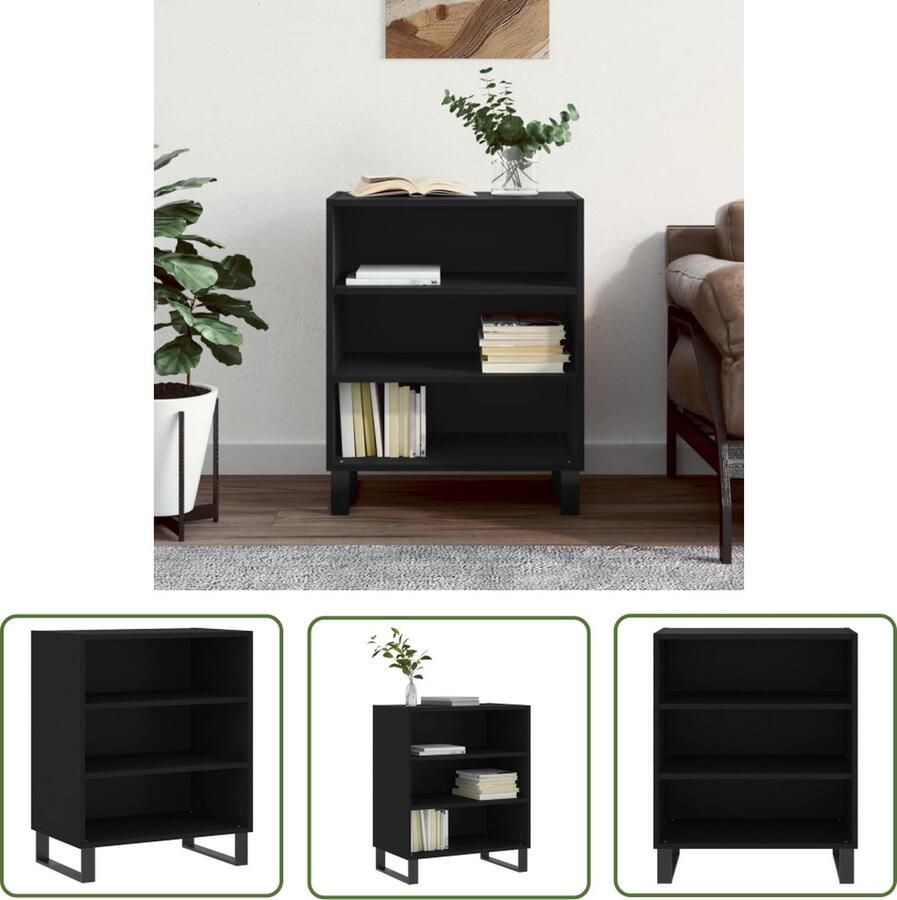 VidaXL Dressoir 57x35x70 cm bewerkt hout zwart Dressoir Industrieel Design Houten Kast Zwarte Kleur Vintage Look