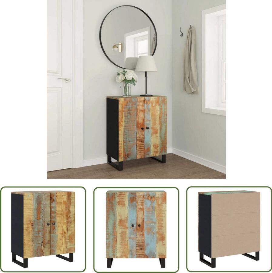 The Living Store Dressoir 60x33x75 cm massief gerecycled hout Houten Dressoir Industrieel Design Vintage Dressoir Recycelde Hout Opbergkast