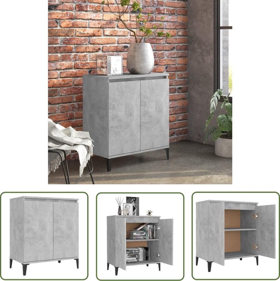 The Living Store Dressoir 60x35x70 cm bewerkt hout betongrijs Dressoir Industrieel Design Houten Dressoir Grijze Dressoir Tv Stand