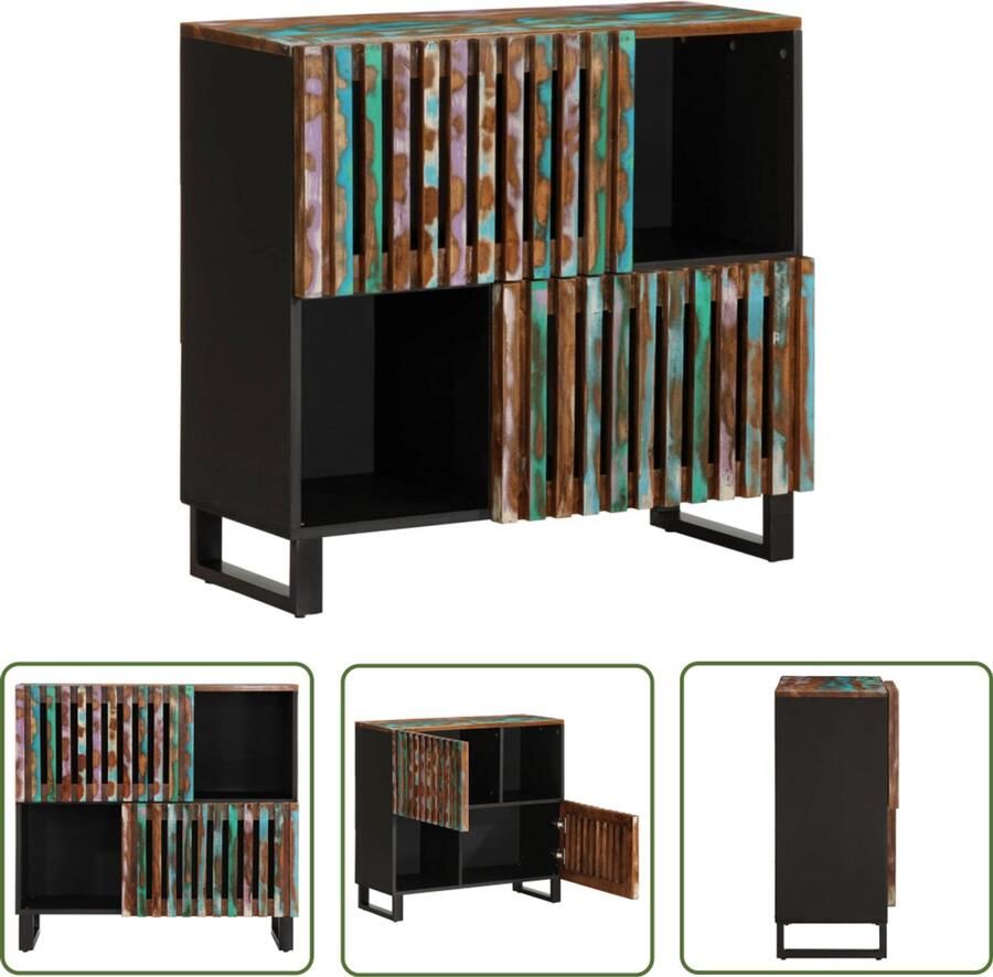 The Living Store Dressoir 80x34x75 cm massief acaciahout Dressoir Industrieel Design Houten Dressoir Acacia Hout Vintage Dressoir