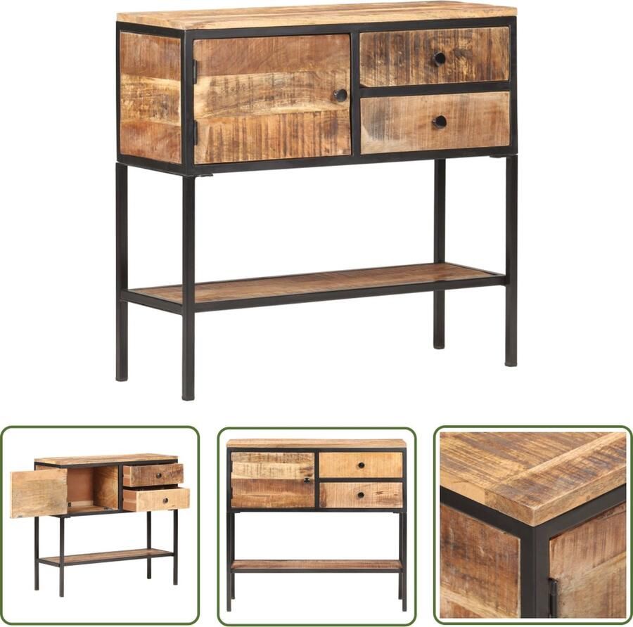 The Living Store Dressoir 85x30x80 cm ruw mangohout Dressoir Industrieel Design Mangohout Vintage Opslagruimte