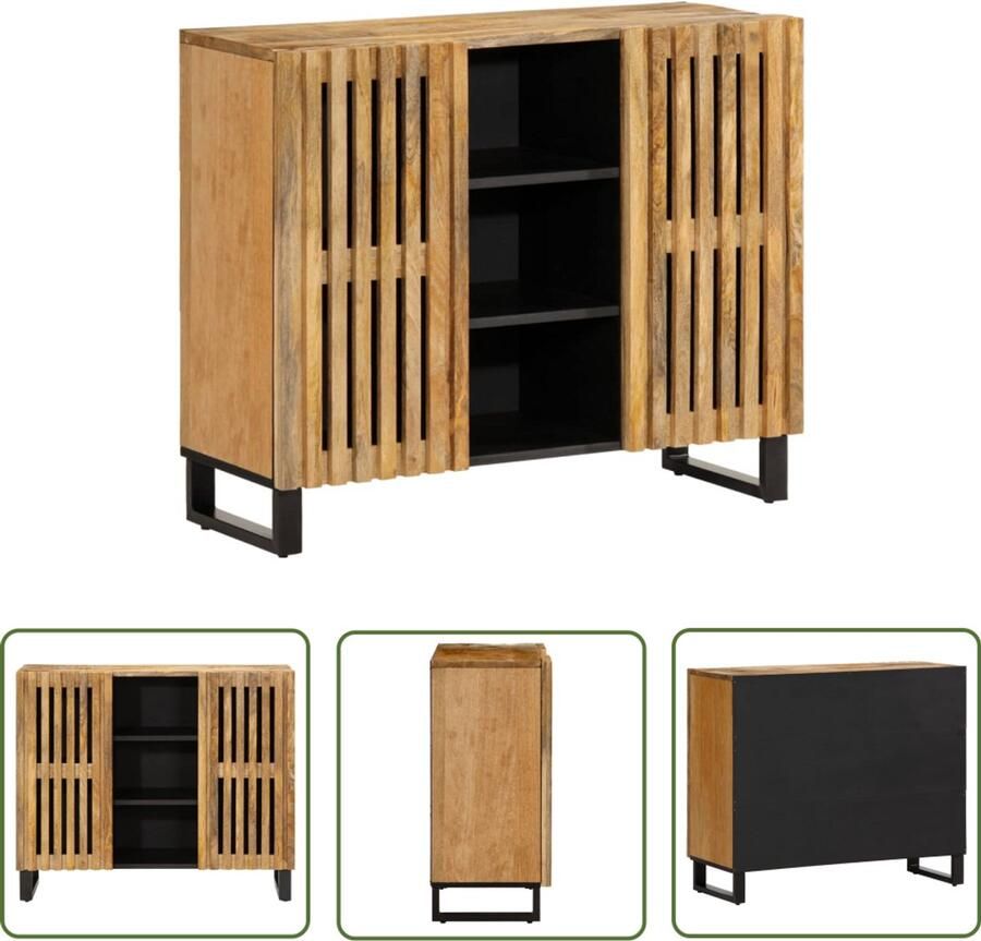 The Living Store Dressoir 90x34x75 cm massief ruw mangohout Dressoir Industrieel Design Mangohout Robuust Opbergkast