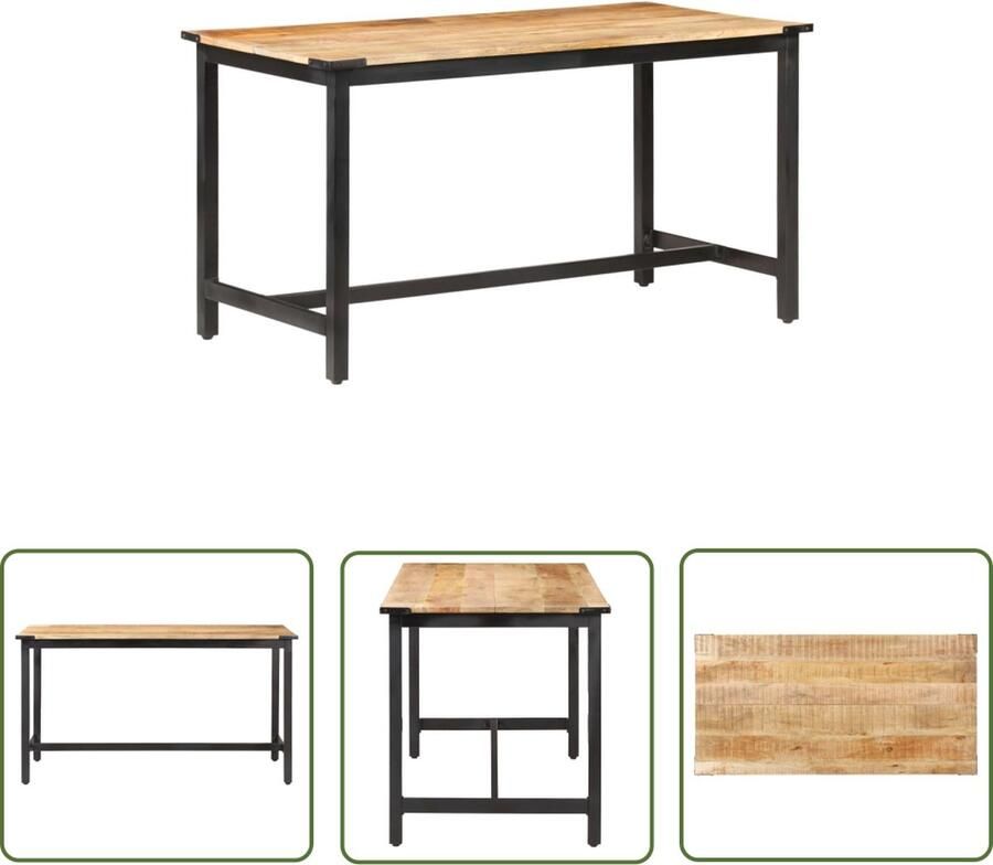 The Living Store Houten Eettafel IndustriÃle Stijl 140x70x76 cm Ruw Mangohout en Staal Houten Eettafel Industrieel Design Mangohout Eethoek Salontafel
