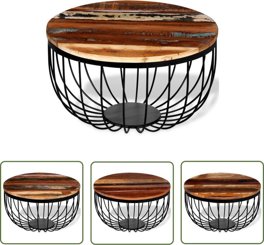 The Living Store Houten Salontafel IndustriÃle Stijl 60 x 35 cm Gerecycled Hout Handgemaakt Salontafel Industrieel Design Houten Salontafel Recycled Wood Furniture Handmade Meubilair