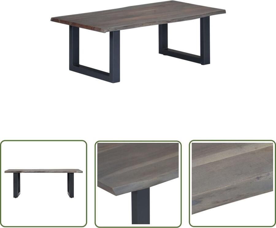 The Living Store Salontafel IndustriÃle Stijl 115 x 60 x 40 cm Massief acaciahout Gepoedercoat metaal Salontafel Industrieel Design Acacia Hout Zwarte Poot Massieve Salontafel