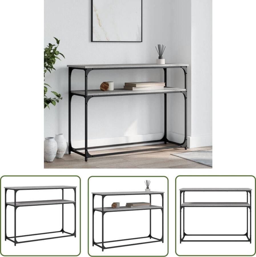 The Living Store Wandtafel 100x35 5x75 cm bewerkt hout grijs sonoma eikenkleurig Wandtafel Industrieel Design Houten Tafel Grijze Tafel Consoletafel