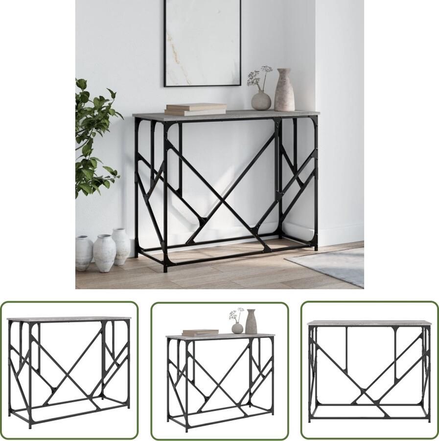 The Living Store Haltafel Industrieel Grijs Sonoma Eiken 100 x 40 x 80 cm Verstelbare poten Wandtafel Industrieel Design Houten Tafel Grijze Tafel Bijzettafel