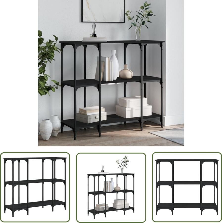 The Living Store Wandtafel Industrieel Zwart 102 x 35 x 90 cm Wandtafel Industrieel Design Zwarte Tafel Houten Tafel Bijzettafel