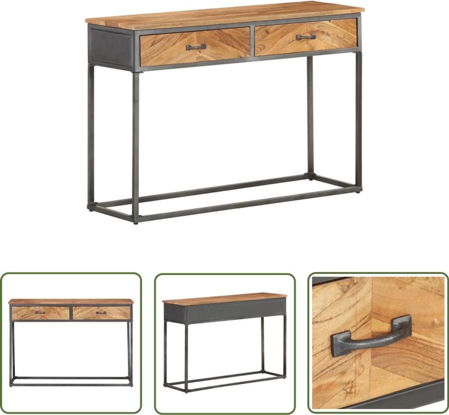 The Living Store Wandtafel 110x35x75 cm massief acaciahout Wandtafel Industrieel Design Salontafel Bijzetkast Acacia Hout