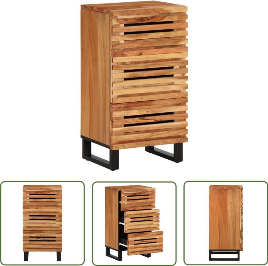 The Living Store Dressoir 40x34x75 cm massief acaciahout Dressoir Industrieel Dressoir Houten Dressoir Acaciadressoirs Vintage Dressoir