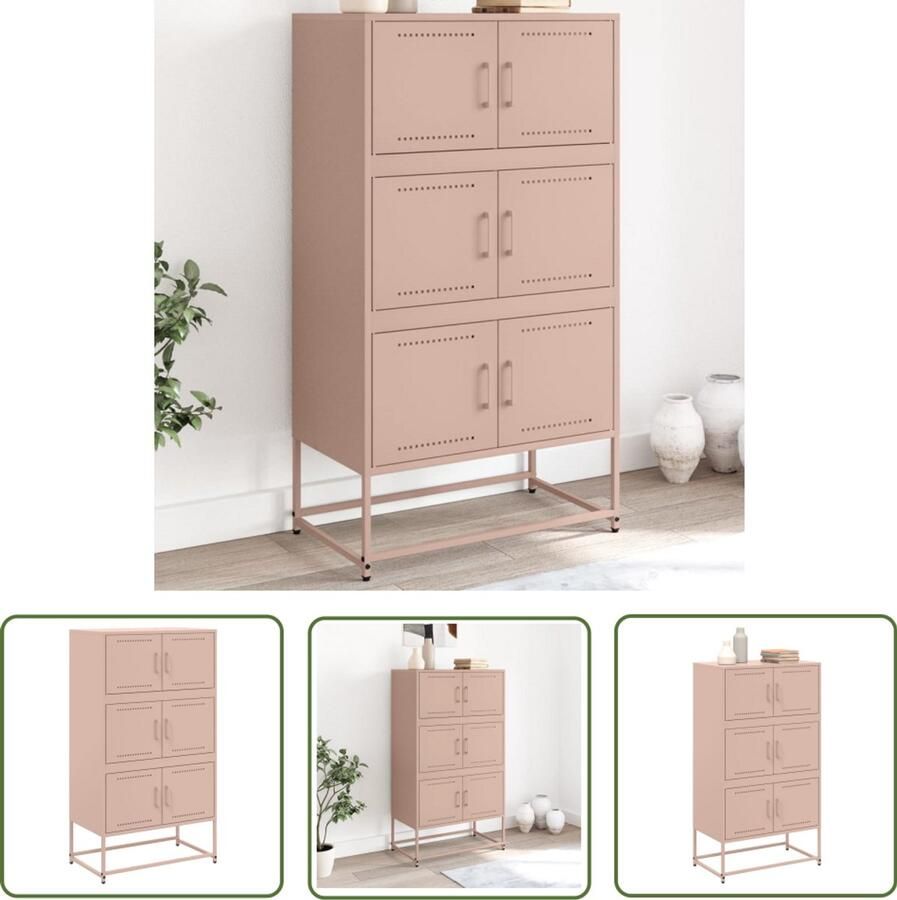 The Living Store Dressoir 68 5x38 5x123 5 cm staal roze Dressoir Industrieel Meubilair Metalen Dressoir Opbergkast Vintage Dressoir - Foto 2