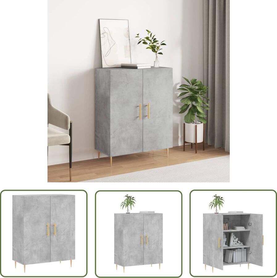 VidaXL Dressoir 69 5x34x90 cm bewerkt hout betongrijs Dressoir Houten Dressoir Grijze Dressoir Vintage Dressoir Salontafel - Foto 2