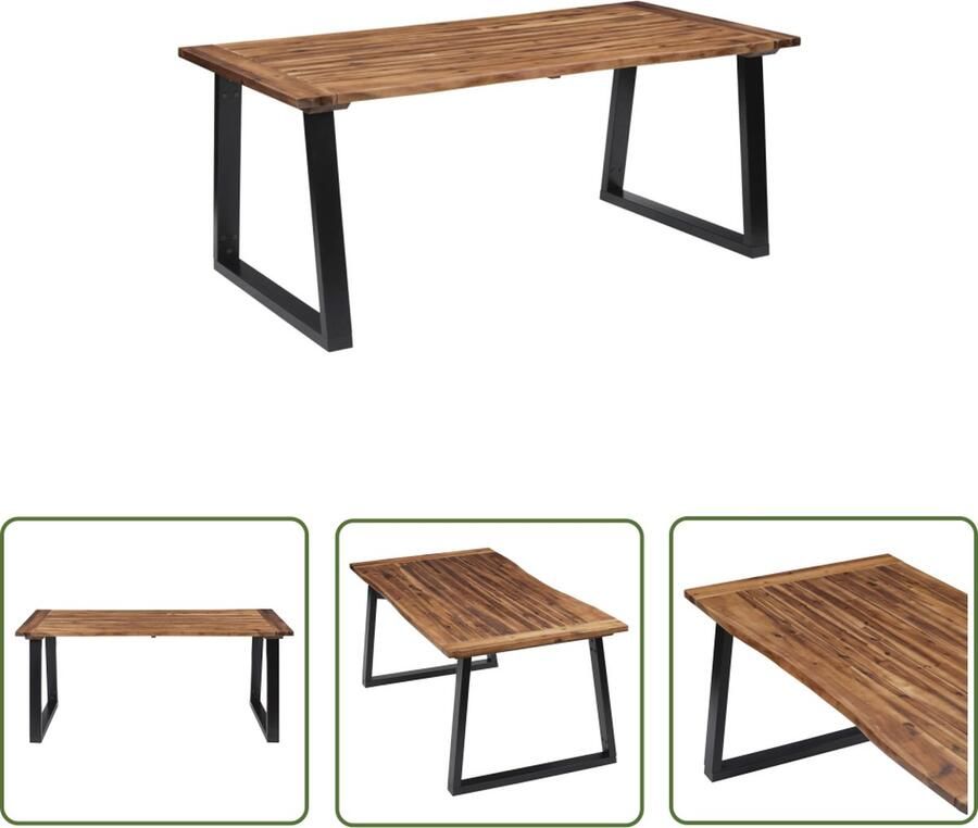 The Living Store Eettafel IndustriÃle Stijl 180 x 90 x 75 cm Massief Acaciahout Bruin Zwart Eetkamertafel Industrieel Acaciahout Massief Hout Zwarte Poten - Foto 2
