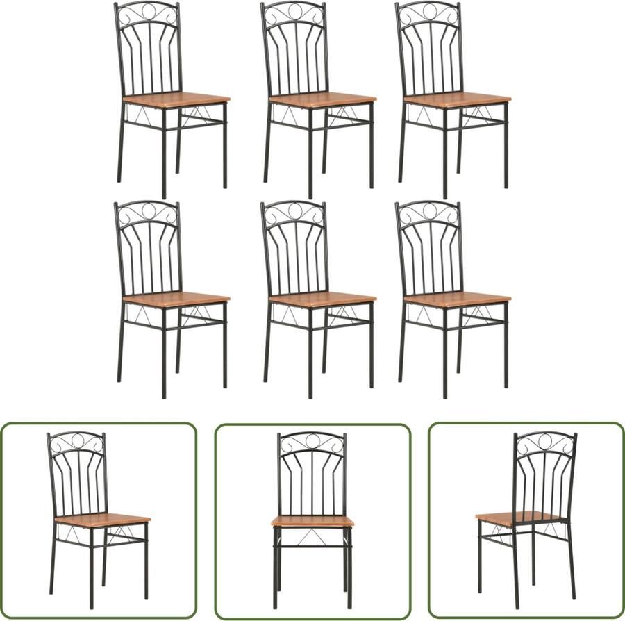 The Living Store Eetkamerstoel Industrieel 40 x 48 x 86 cm Bruin Zwart MDF staal Eetkamerstoel Industrieel Bruine Eetkamerstoel Zwarte Eetkamerstoel Mdf Eetkamerstoel - Foto 3