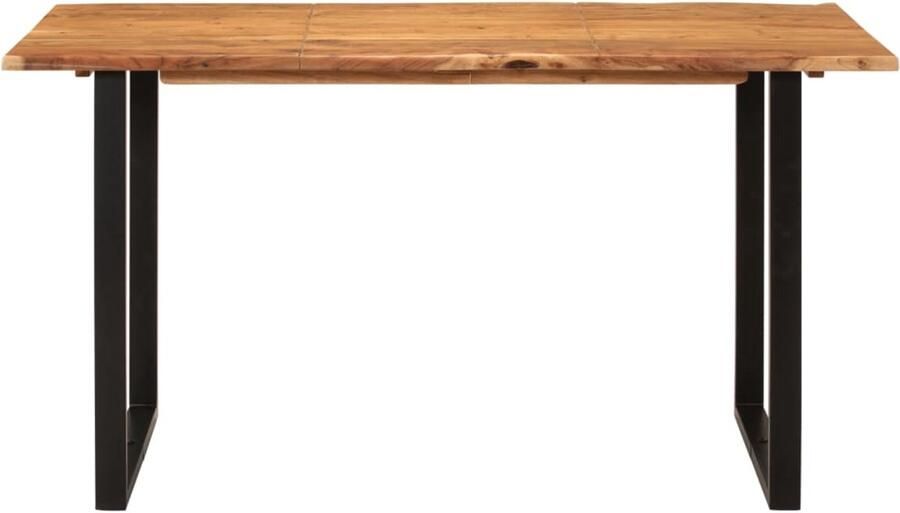 The Living Store Eettafel IndustriÃle Stijl 140x70x76 cm Acaciahout Zwart Eetkamertafel Industrieel Meubilair Acacia Houten Tafel Zwarte Metalen Poten Industriele Stijl - Foto 3