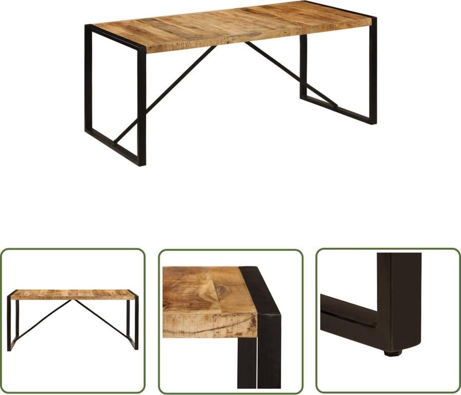 The Living Store Eetkamertafel IndustriÃle Stijl 180 x 90 x 75 cm Massief Mangohout Eetkamertafel Industrieel Meubilair Mangohouten Tafel Salontafel Vintage Tafel - Foto 2
