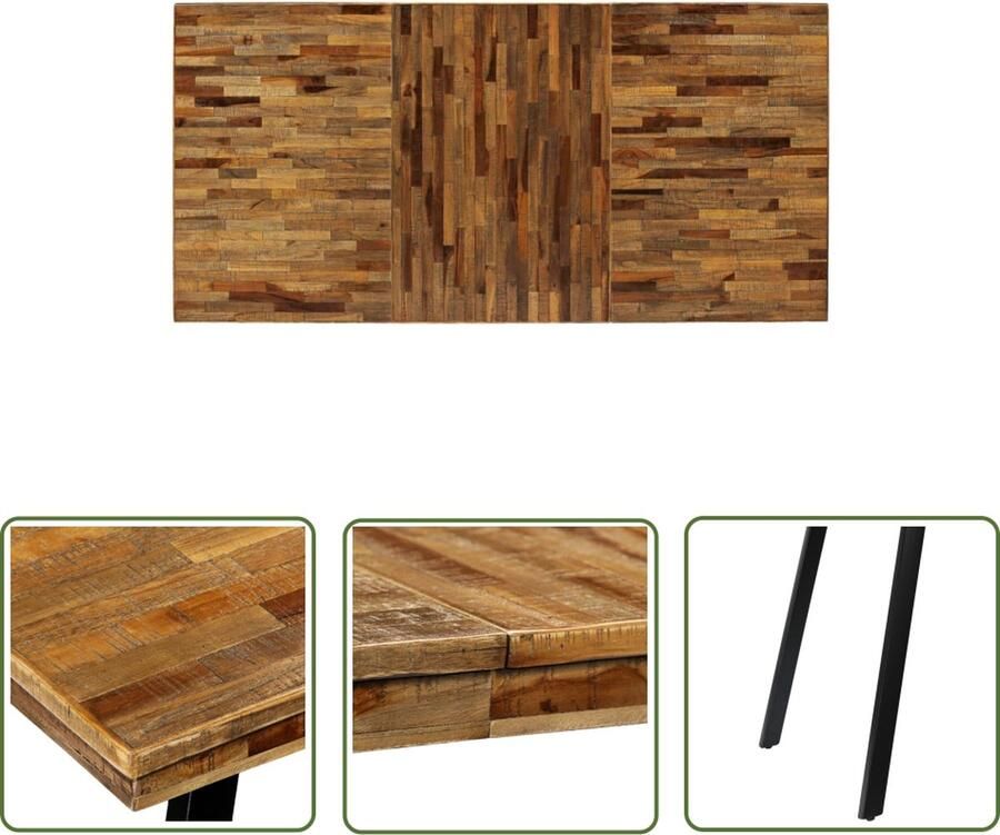 The Living Store Eettafel Industrieel 180 x 90 x 76 cm Gerecycled teakhout Eetkamertafel Industrieel Meubilair Teak Tafel Houten Tafel Vintage Tafel