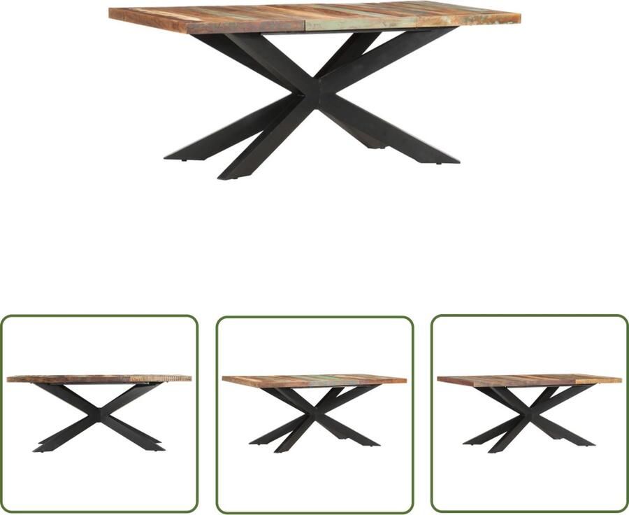 VidaXL Industrieel Meubilair Eetkamertafel Eettafel 180x90x76 cm massief gerecycled hout Gerecycled Hout Massief Hout Salontafel - Foto 2