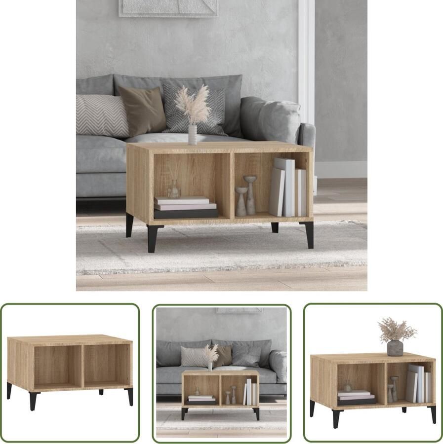 The Living Store Salontafel Sonoma Eiken IndustriÃle Stijl 60 x 50 x 36.5 cm Salontafel Industrieel Meubilair Houten Salontafel Bijzettafel Tv Tafeltje - Foto 2