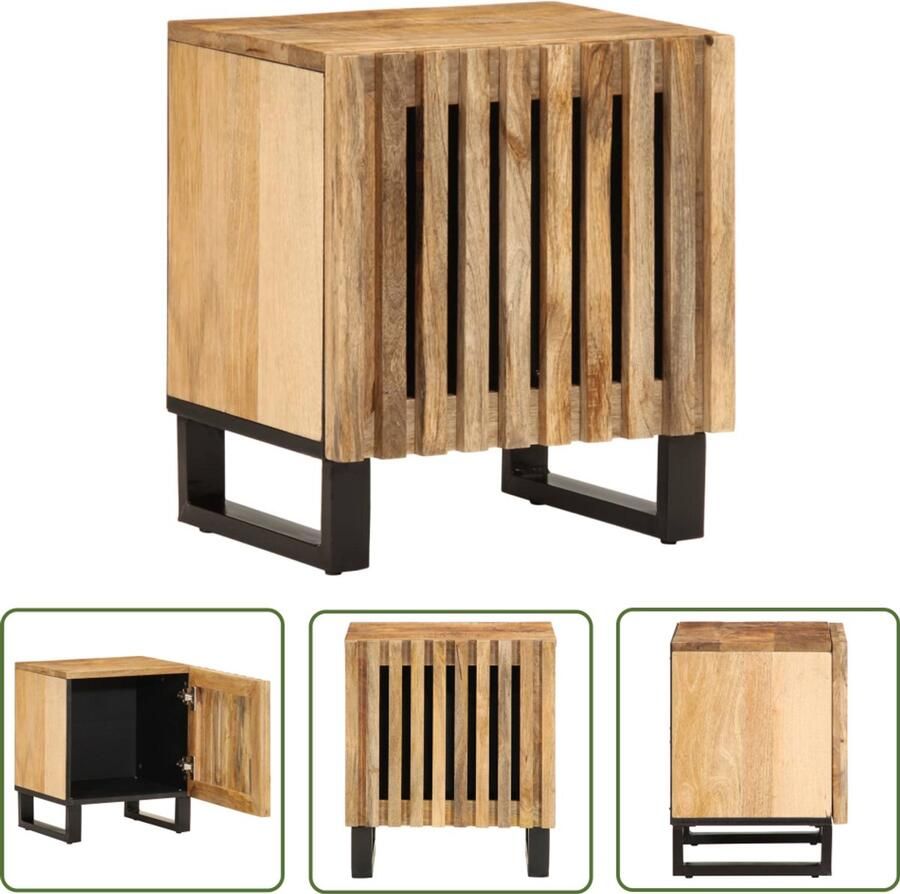 The Living Store Nachtkastje 40x34x46 cm massief ruw mangohout Nachtkastje Industrieel Mangohout Vintage Kamermeubilair