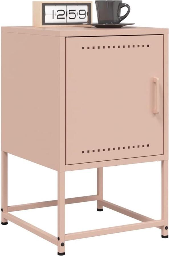 The Living Store Nachtkastjes 2 st 36x39x60 5 cm staal roze Nachtkastje Industrieel Roestvrijstaal Metalen Kast Vintage
