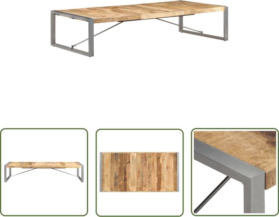 The Living Store Salontafel IndustriÃle Stijl Hout 180 x 90 x 40 cm Salontafel Industrieel Mangohout Houten Tafel Koffietafel - Foto 2