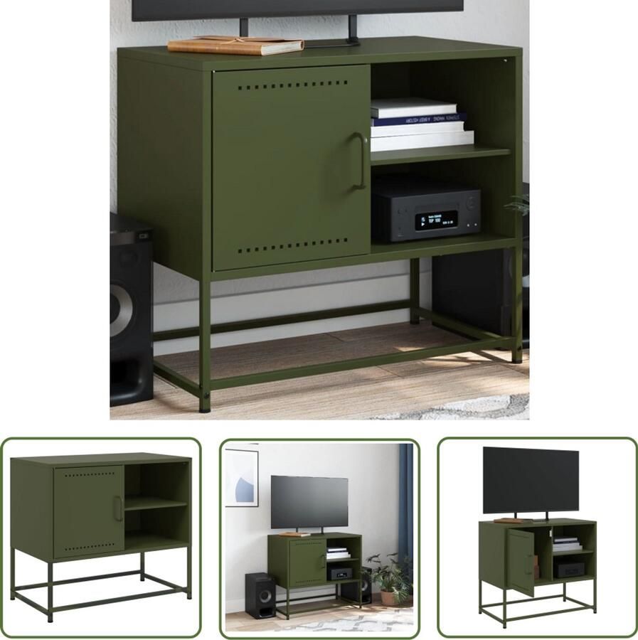 The Living Store Tv-meubel 100 5x39x60 5 cm staal mosterdgeel Tv-meubel Industrieel Tv-meubel Tv Stand Salontafel Opbergkast